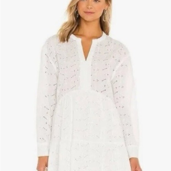 RAILS White Eyelet Long-Sleeve Peasant Dress-NWOT - Picture 2 of 15
